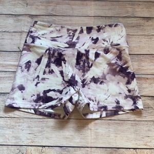 Purple And White Splatter Tie Dye Spandex Shorts